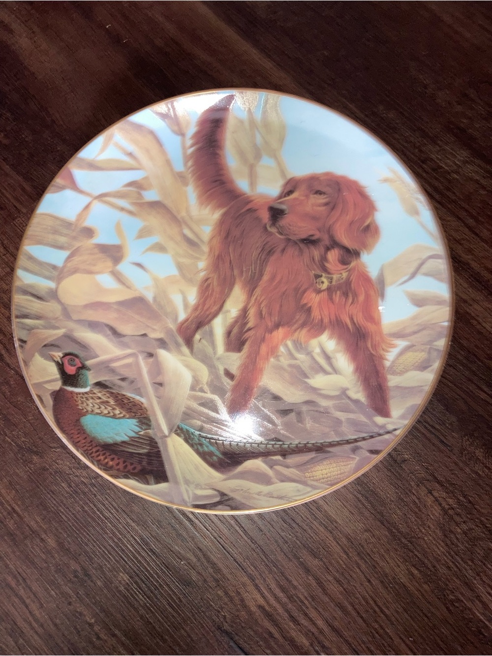 John a Ruthman decorative Hunting dog plate